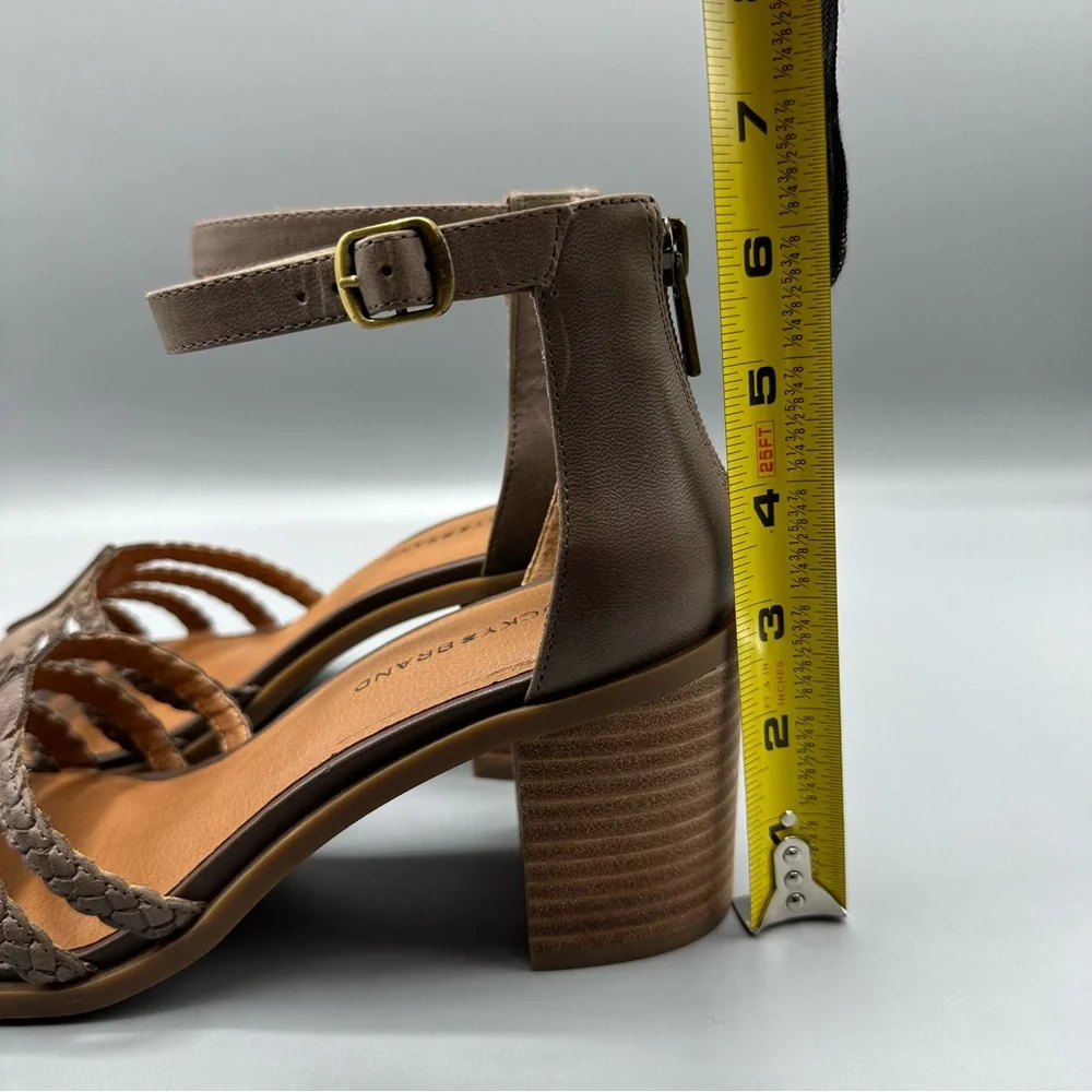 Lucky Brand Leather Ankle Strap Heeled Sandal Women’s Size 9M Brown